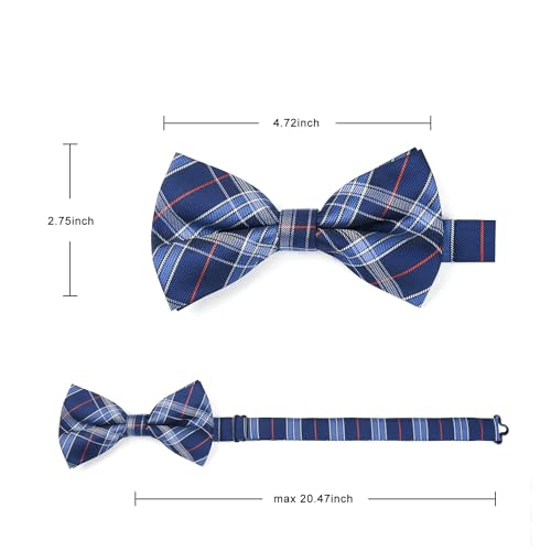 Image of HISDERN Bow Ties for Men Pretied Bowties Classic Formal Business Bow Tie Adjustable Tuxedo Bowtie for Wedding Party