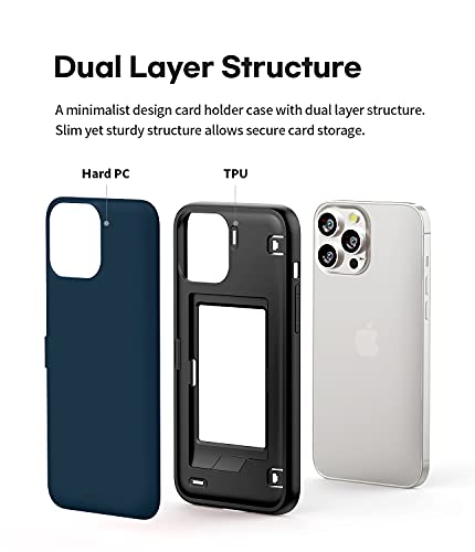 Goospery Magnetic Door Bumper Compatible With Iphone 13 Pro Max Case, Card Holder Wallet Case, Easy Magnet Auto Closing Protective Dual Layer Sturdy Phone Back Cover - Midnight Blue #TOP2