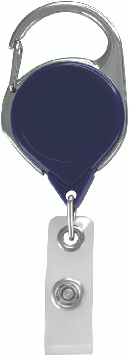 Retractable Carabiner Badge Reel with Belt Clip - Heavy Duty ID Card Holder Reel Multipurpose – Carabiner Key Chain -Badge Reel ID Badge Holder with Metal Belt Clip 1, 10, 50, 100 Packs (50, Red)