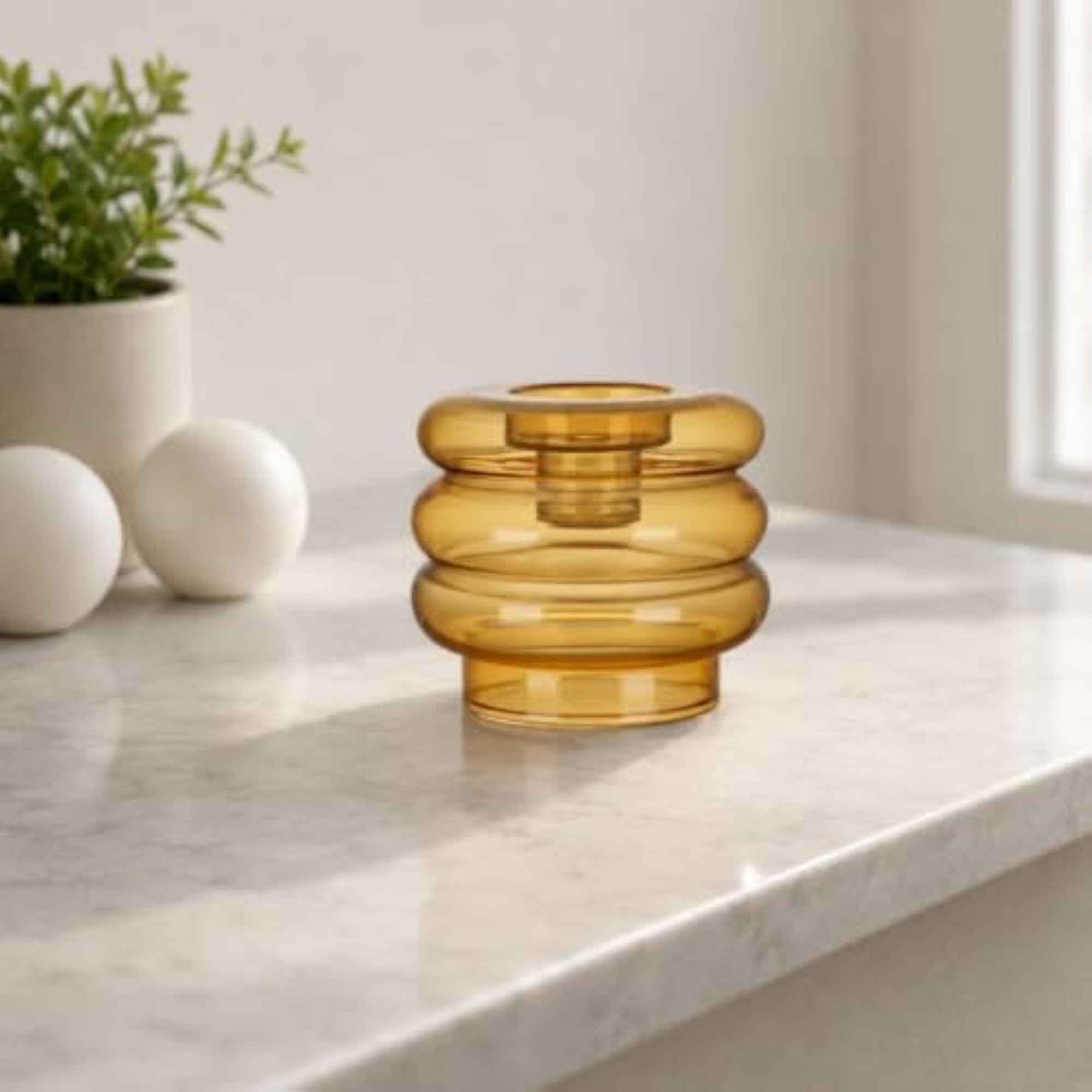 Tealight Compatible Stacked Glass Candle Holder