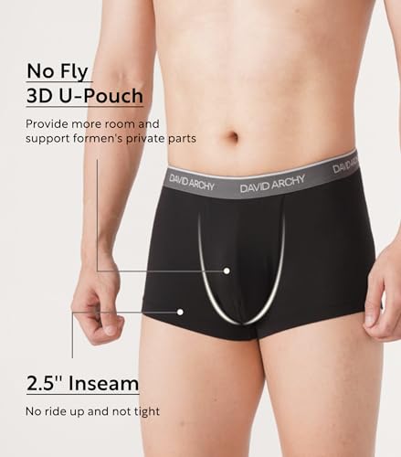 Image of DAVID ARCHY Men's Underwear Ultra Soft Comfy Breathable Bamboo Rayon Trunks in 4 or 7 Pack