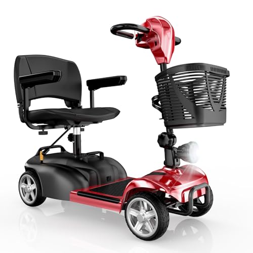 iScooter X-02 Mobility Scooter, Mobility Scooter for Seniors & Adults, Up to 300LBS, 4 Wheels Foldable Electric Wheelchair Device, LED Headlight, Basket, Cup Holder, Long Range,USB Charging,Long Range