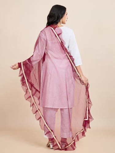 Women’s Net Embellished Dupatta Chunni | 2.25 Mtrs | Lightweight Poly Net Intricate Detailing for Festive Wear4