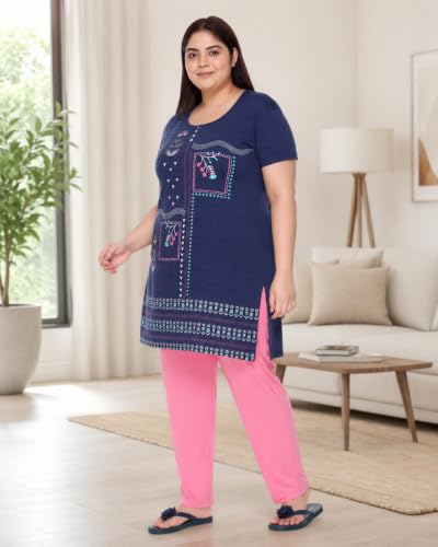 Image of In Love Women's Plus Size Printed Cotton Long-Line T-Shirt with Pocket | Cotton fabric - soft longline T-shirt with easy plus-size fit