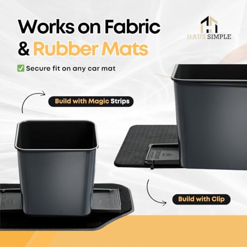 Image of Car Trash Can for Vehicles Leakproof Compact Garbage Bin w /Stability Flap, Anti-Slip Base, Portable Trash Holder for Cars, Trucks, SUVs, Minivans (Gray, Small)