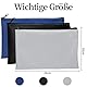 3 Stück Banktaschen aus Kunstleder 25 x 16 cm Geldtasche für A5 Dokumente Geldmappe für Business,Haushalt,Schule (Blau,Schwarz,Hellgrau)