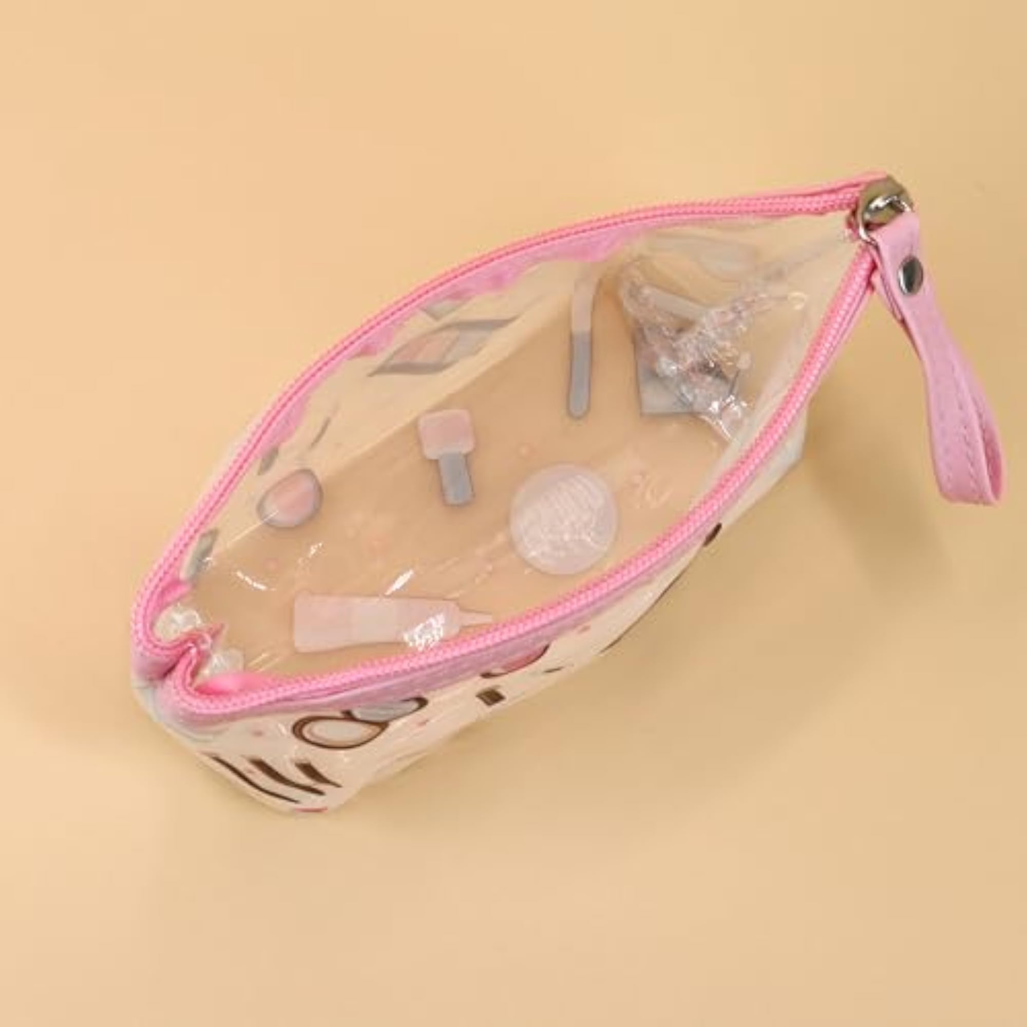 PU Printed Makeup Pouch for Women, Small Transparent Cosmetic Pouch