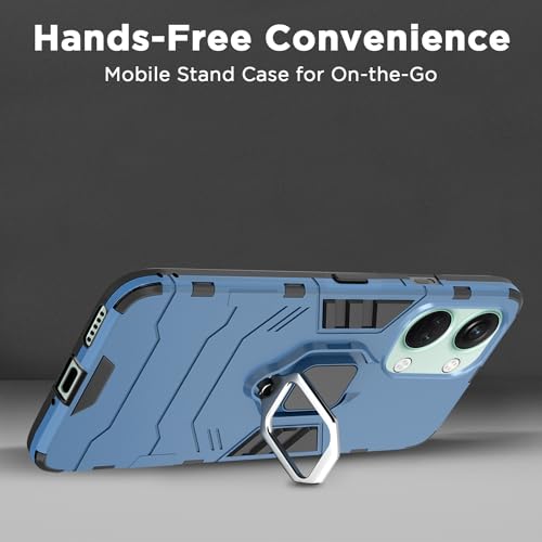 Image of Pikkme OnePlus Nord 3 5G Back Cover | D5 Tough Armor Bumper | 360 Protection Case | Ring Holder Stand Case for OnePlus Nord 3 5G (Blue)