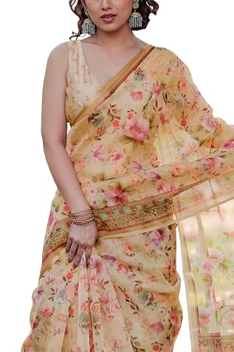 Image of MIRCHI FASHION Saree for Woman Organza Floral Printed | Lightweight Elegant Traditional Sari with Matching Blouse Piece