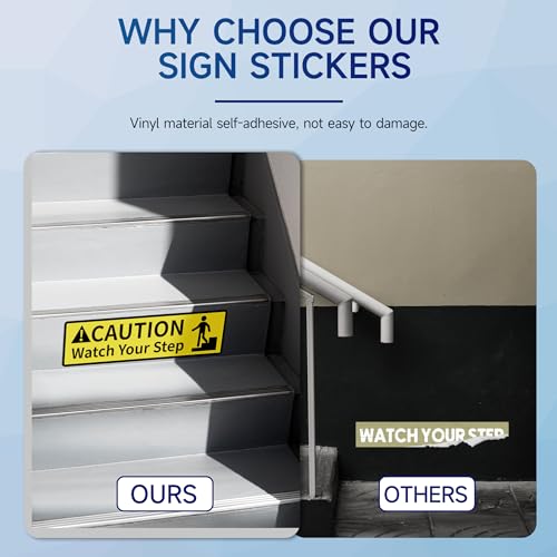 image for LUHIMO 2 PCS Caution Watch Your Step Sign Stickers, Easy Installation 
