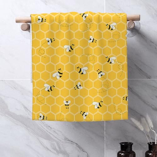 DAFENA Mustard Yellow Kitchen Towels 16x24 Inch Cute Honey Bee Summer Decor Dish Towels Honeycomb Seasonal Holiday Decoration Hand Towels Absorbent Dish Cloths for Home Kitchen Dining Set of 2 — view 6
