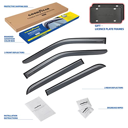 Goodyear Shatterproof Side Window Deflectors For Trucks Ford F150 2015-2023 Supercrew, Vent Visor, Truck Accessories, Tape-On Rain Guards, Window Visors, Vent Deflector, 4 Pcs - Gy003282 #TOP5