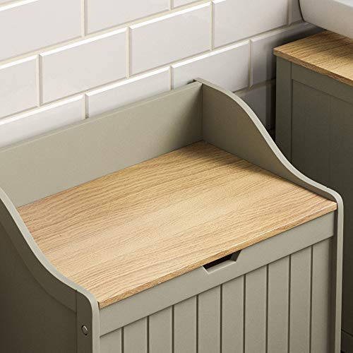 Bath Vida Priano - Armario de Almacenamiento para Cuarto de baño, Cesta de Madera (Gris y Roble) - imagen 4