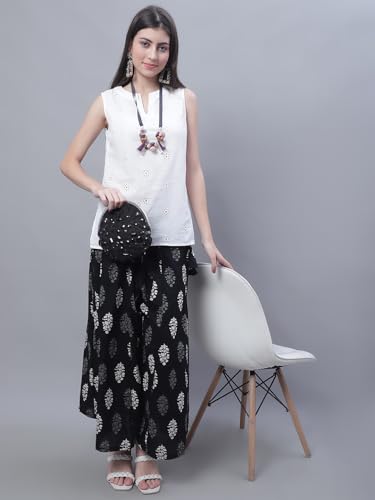 Image of TAG-7 Women Printed Flared Palazzos