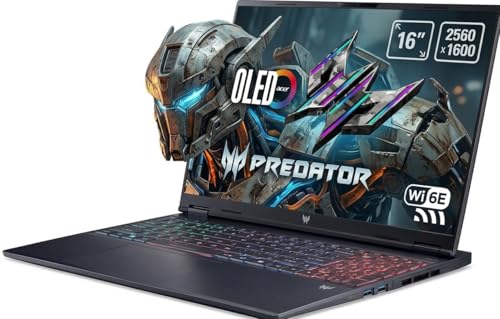 Image of Acer Predator Helios Neo 16S Gaming Laptop, 16 inch 240Hz WQXGA Display, Intel Ultra 9 275HX, NVIDIA GeForce RTX 5060, 48GB DDR5 8TB SSD, Four-Zone RGB Backlit KB, TB4, Wi-Fi 6E, 1080p Camera, Win11 Home