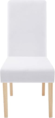 Miniatura 8 de smiry Juego de 4 fundas elásticas de terciopelo para sillas de comedor, suaves, extraíbles y suaves, color blanco, 1