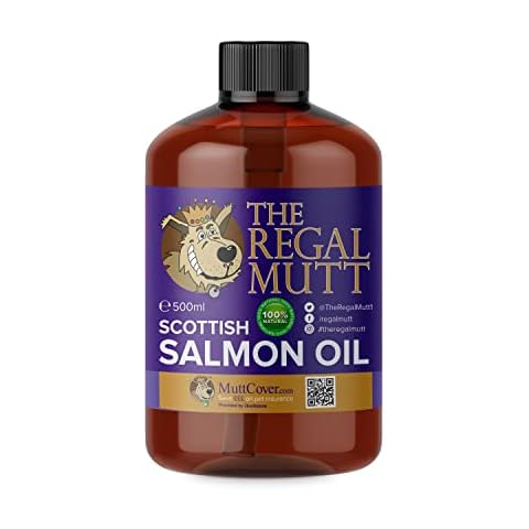 The Regal Mutt - Scottish Salmon Oil For Dogs, Cats, Horses, Ferrets & Pets - 100% Pure Premium Food Grade - Natural Omega 3, 6 & 9 Supplement - Promotes Coat, Skin, Joint and Brain Health (500 ml) Cover