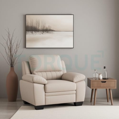 Image of Torque - Jett 1 Seater Sofa Chair (Beige) | Comfortable One Person Fabric Sofa 1 Seater Couch for Studio New Home Festival Gift | 1 Year Warranty
