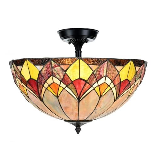 Plafonnier Tiffany Blossom Art Deco Trade luminaire en vitrail pour plafond