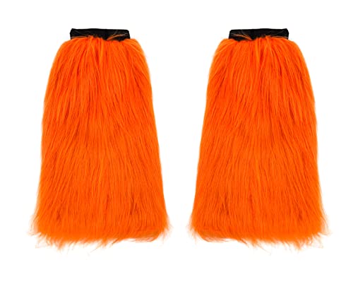 FHQHTH Fuzzy Faux Fur Leg Warmers Fur Heels Long Boots Cuff Cover has Elasticity One Pair Dionysia Boot cover Carnival 18"3