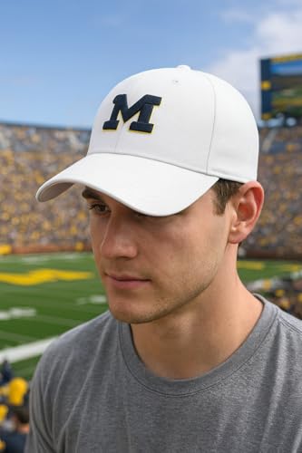 Gorra Ajustable Blanca con Logo Bordado Michigan University miniatura 2