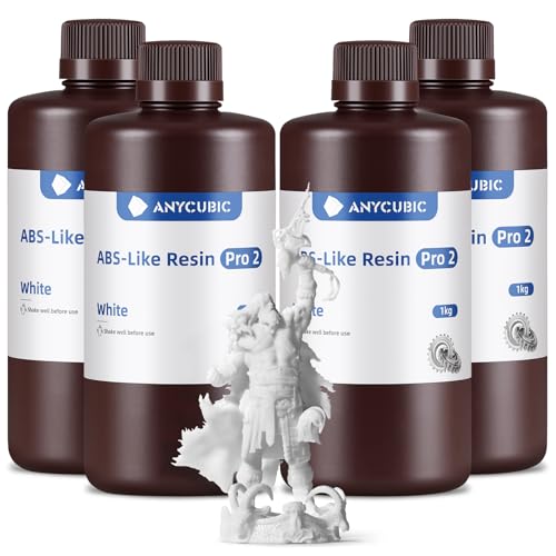ANYCUBIC ABS-Like Resin Pro 2, 3D Printer Resin with Enhanced Strength and Toughness, High Precision and Minimal Shrinkage, Widely Compatible with All LCD 3D Printers(Black,4kg)
