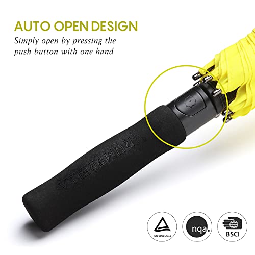 Rumbrella Golf Umbrella Windproof Double Canopy Uv Umbrella Upf 50+ Auto Open 55In, Bright Yellow #TOP2