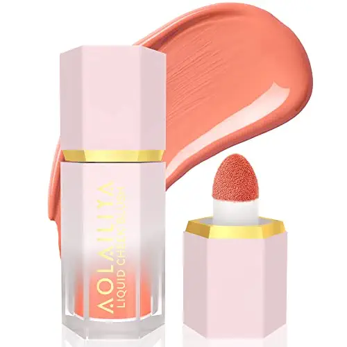 AOLAILIYA Liquid Blush Makeup,Soft Cream Blush for Cheeks, High-pigmented, Long-Wearing, Waterproof, Natural Glossy, Skin Tint Blush Stick Face Makeup for Women and Girls(hust hust)