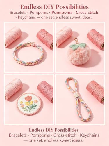 Image of Embroidery Thread, 20-Color Macaron Series Floss, 8 Meters /Skein, for DIY Crafts, Cross Stitch, Friendship Bracelets & Garment Accessories