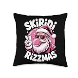 Skiridi Rizzmas Cool Santa Lovers Funny Vibe Christmas Fun Throw Pillow