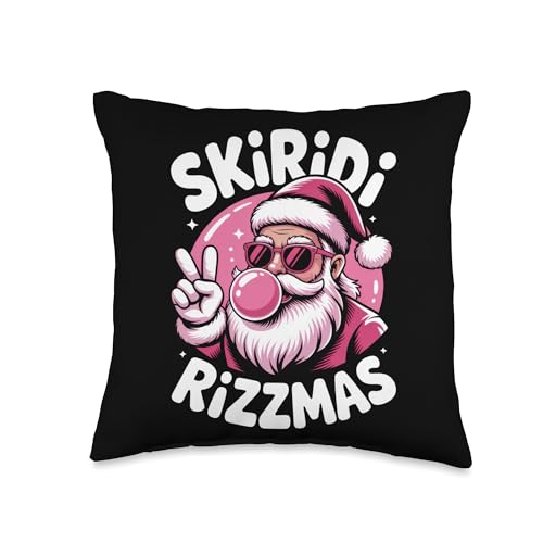 Skiridi Rizzmas Cool Santa Lovers Funny Vibe Christmas Fun Throw Pillow