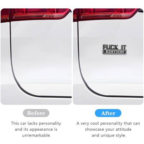 Image of Fuck IT Edition Car Emblem, 3D Cool Badge Vehicle Sticker for Side Rear Front Hood Trunk Door, Auto Exterior Decoration Decal Accessories for Men Women, Universal for Most Cars (Black /White)