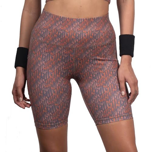 Image of SOIE Women Polyester Blend Sports Shorts High Waist Knee Length with Side Pocket Quick Dry Squat Proof Athleisure Shorts for Workout