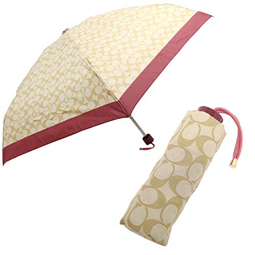 [コーチ]折りたたみ傘 アウトレット レディース COACHアイボリー ピンク 