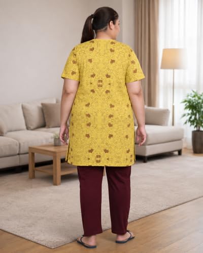 Image of In Love Women's All-Over Printed Cotton Plus Size Longline T-Shirt with Pockets