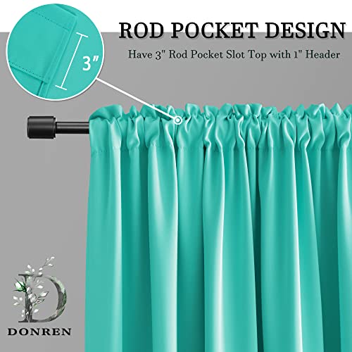 Image of DONREN Turquoise Blackout Curtains for Bedroom - Thermal Insulated Rod Pocket Short Curtain Drapes (42 by 54 Inch,2 Panels)