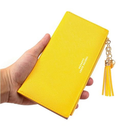 Image of Valentoria Womens Wallet Cute Elegant Long Slim Card Holder Case Minimalist Coin Purse Thin Tassels Zip Clutch Wallets for Girls Ladies