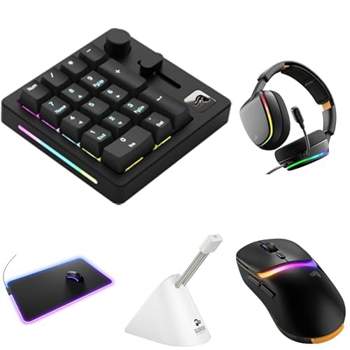 Pack Glorious GMMK Macro Numpad Noir avec Casque GHS Souris Model D 3 et Tapis RGB