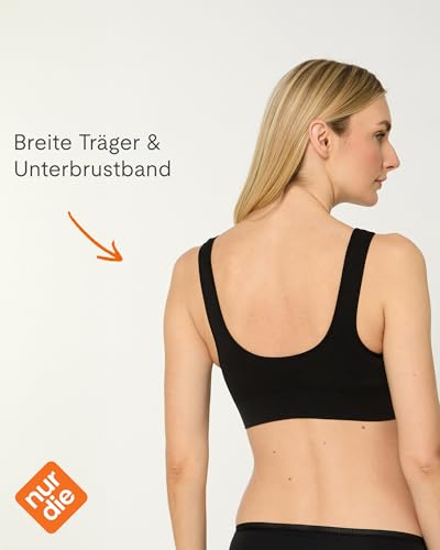Nur Die Soft Komfort BH Bustier nahtlos ohne Bügel bügelloser Bra Schlaf Bralette mit Breiten Trägern Seamless Damen Mädchen