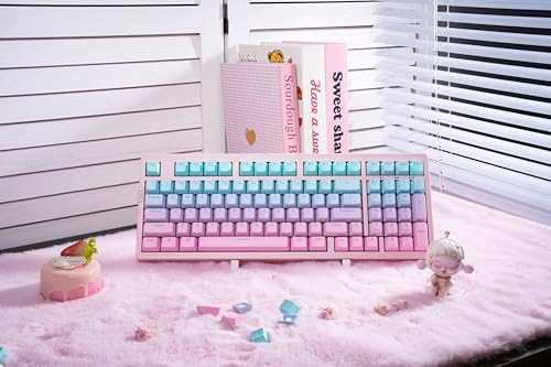 Image of ZORNHER ZH980 Mechanical Keyboard,95% Pink & Blue Creamy Keyboard with Number Pad,Gaming Keyboard Full Size,Shine Through PBT Keycaps,Creamy Sounding Linear Switches