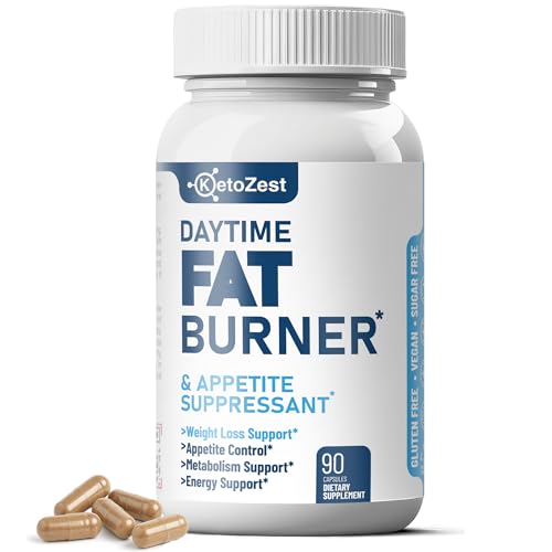 KetoZest Fat Burner Appetite Suppressant for Weight Loss - Daytime Men Women Natural Thermogenic Fat...