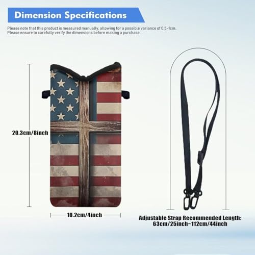 Image of Small Cell Phone Crossbody Bag for Women Men Waterproof Neoprene Phone Bag Purse with Shoulder Strap Multifunctional Travel Bag for Cellphone, Keys, Lipstick, American Flag Cross Pattern