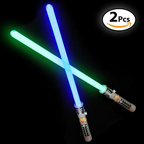 DG SPORTS Laser Sword’s for Kids (2 Pack) - Double Bladed Light Saber Toy with Sounds – Blue/Gre - //coolthings.us