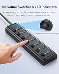 BENFEI USB 3.0 Hub 7-Port, Ultra-Slim Portable USB Splitter with 3.3ft Cable - Compatible with MacBook Pro/Air,Mac Pro, Mac Mini, iMac, Surface Pro, XPS, PC, Flash Drive, Mobile HDD (No Charging Port)