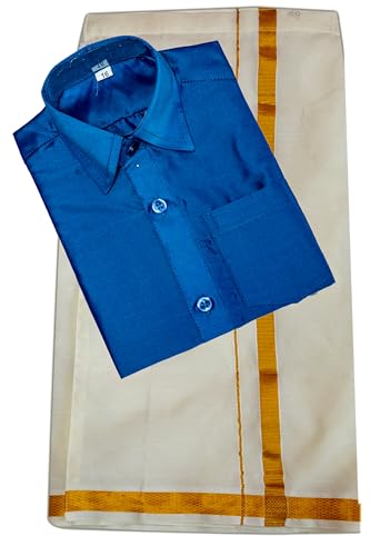 Image of Boys Traditional 12 Colours lining Dhotis & Shirts