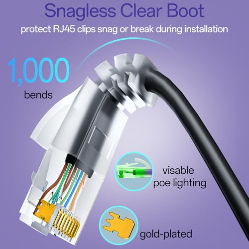 Cat6a Patch Cables 1ft (24 Pack) Slim, Cat6 Ethernet Patch Cable Pure Copper, Flexible Cat 6 Patch Cable 550MHZ 10G, Space-Saving Cat 6A Network Cables for Patch Panel, Black - Image 6
