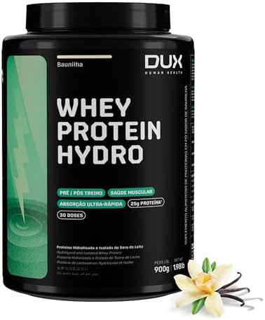 DUX HUMAN HEALTH Whey Protein Hydro 900g Baunilha – Absorção Rápi...