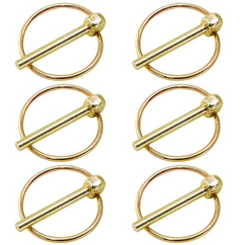 Litoexpe 6 Pcs 3/16 Inch Lynch Pin with Ring Heavy Duty Round Linch Pins Assortment for Farm Tractors Trucks Trailers Mowers (3/16x1-7/16)