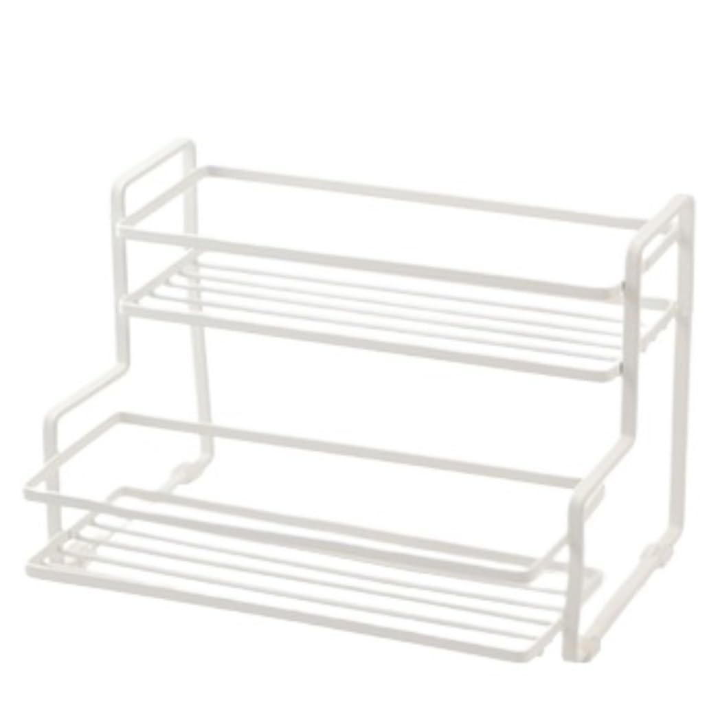 FYIYIEW spice rack, 2 Tier Spice Rack Bottle Jar Holder Kitchen Dining Table Organizer Counter Top Shelf(White)