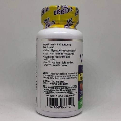 Vitamina B12 5,000 Mcg 100 Tbs Natrol Vegetariana Sublingual